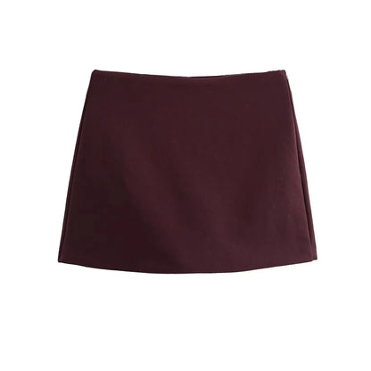 High Waist Solid Skort for Women Fashion Side Zipper Female Shorts Skirts Mujer.