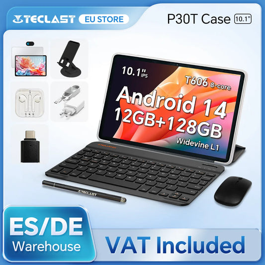 Teclast P30T Set 10.1" Tablet Android 14 T606 8-core Max 12GB RAM 128GB ROM 6000mAh Keyboard/Case/Mouse/Stylus/Headphone/Stand.