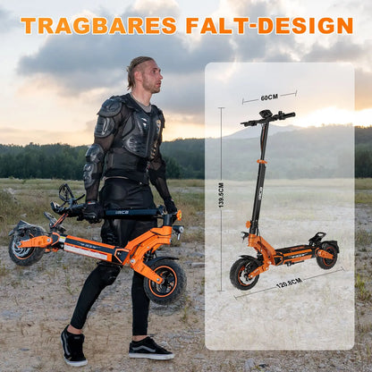 RCB Electric Scooter Adult, D7 ABE,100km Range, 20km/h, 148kg Load - 10" Vacuum Tire, Dual Disc Brake, Waterproof  3-Speed Modes.