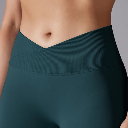 Crossover Waist Women Yoga Leggings Hips Lifting Gym Leggings Seamless Sport Pants High Waist Fitness Leggings Workout Running