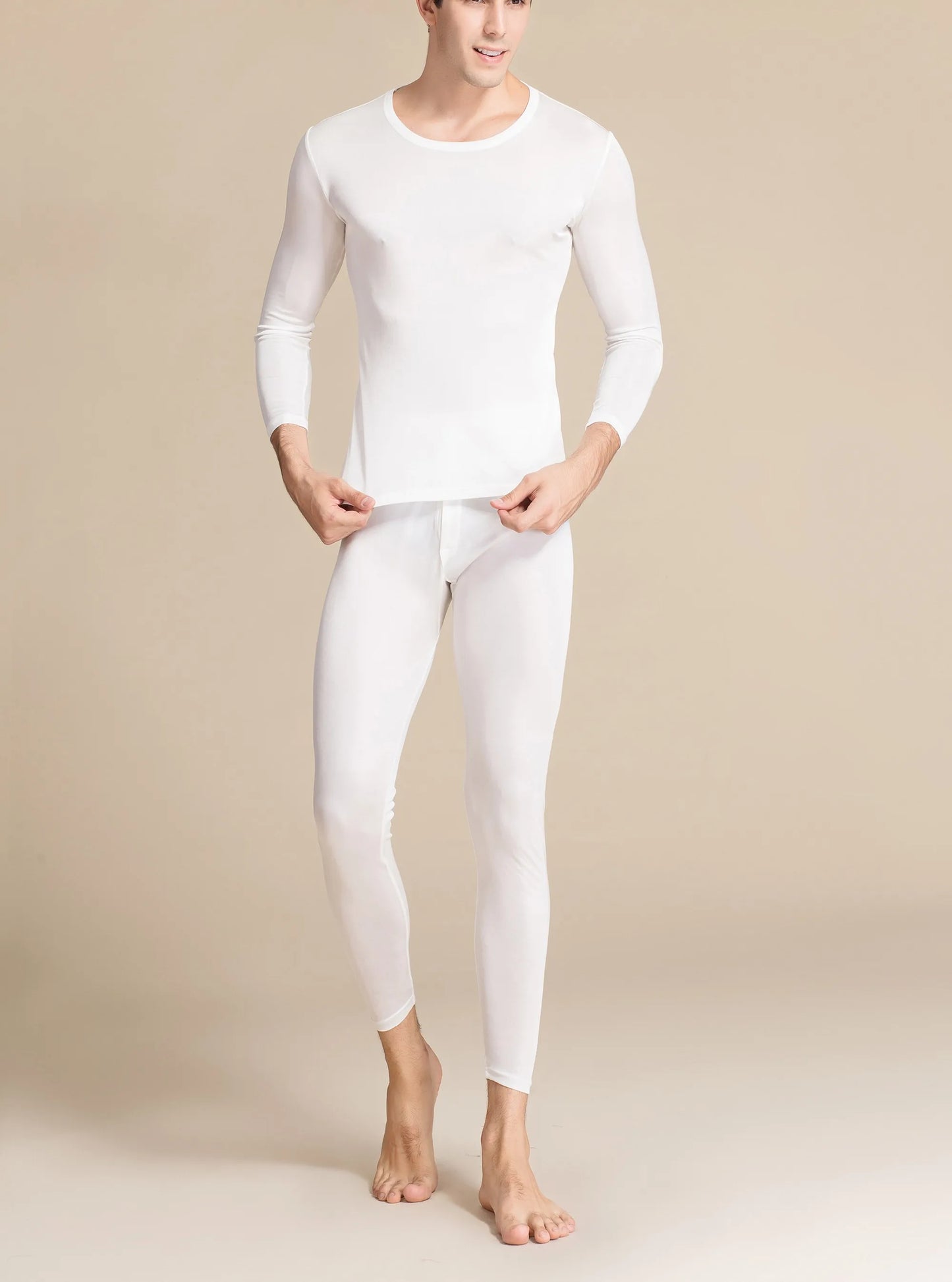 Lange Unterwäsche aus Seide für Herren, lange Unterhosen aus Maulbeerseide, Ober- und Unterteil, Thermounterwäsche-Set/Grundlagen