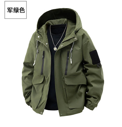 Jacket Mens Spring autumn New men jacket printing hooded Jackets casual coat Men's business coats Size M-4XL 5XL Hat detachable.
