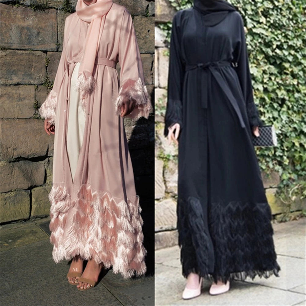 Ramadan Eid Pink Khimar Kimono Abaya Damen Dubai Luxury Islam Muslim Women Kebaya Kaftan Robe Musulmane Caftan Marocain Femme.