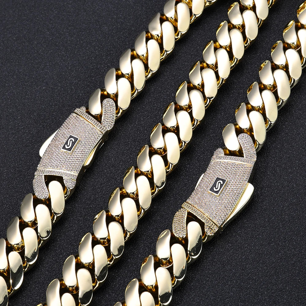 6/8/10/12/15/20mm Monaco Cuban Chain Necklace Hip Hop 14k Gold Plating Cuban Chain Bracelet Hip Hop Jewelry.