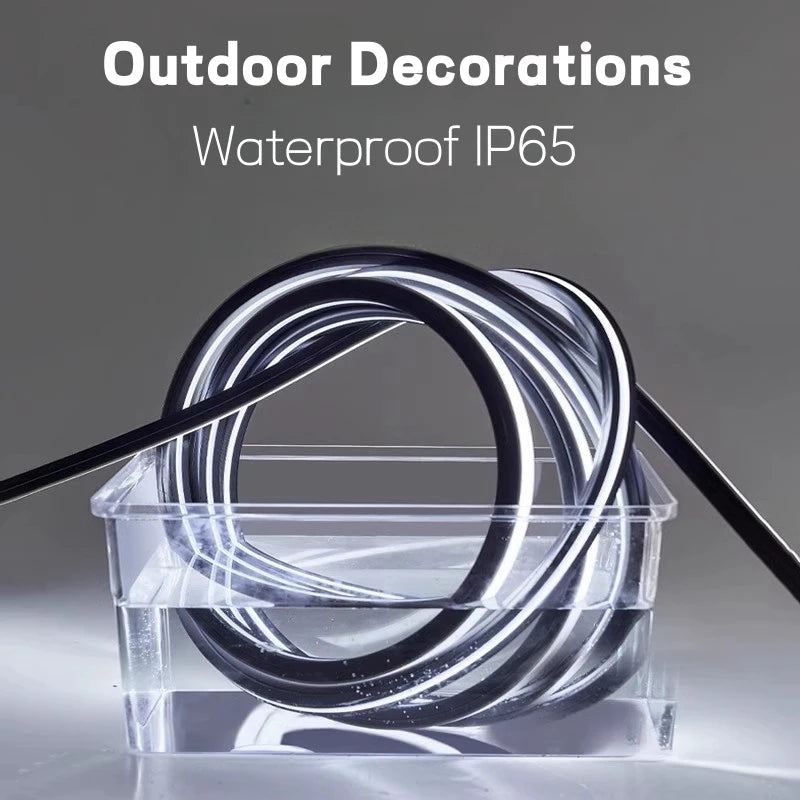 1-5m Black Silicone Tube LED Neon Light DC12V Flexible Recessed Diffuser Channel Waterproof Wall Ceiling Ribbon Rope Strip Light.