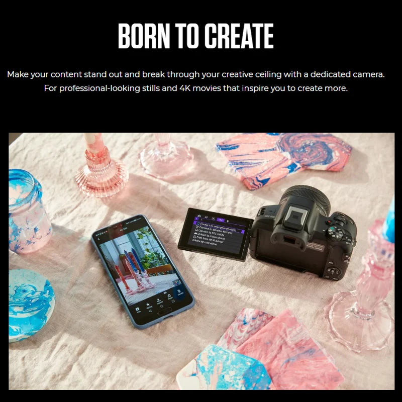 Canon EOS R50 Mirrorless Camera RF-S18-45mm F4.5-6.3 is STM Lens Kit 24.2 Megapixel CMOS (APS-C) Sensor 4K Video Content Creator.