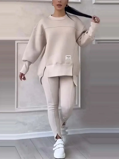 New Women's Fashion Casual Sweatshirt + Trousers Cover Autumn Winter O Neck Long-sleeved Hoodie Women's Suit Sports 2piece Set.