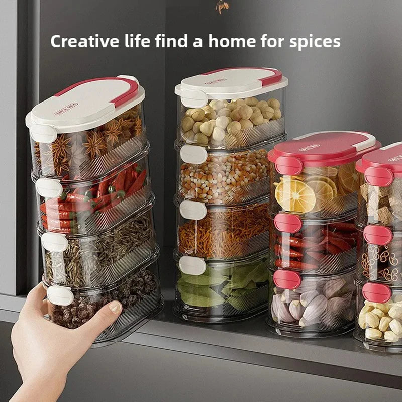 Portable Storage Box Onion Ginger and Garlic Seasoning Jar Can Be Stacked Sealed Storage Jar Packaging Fresh-keeping Box.