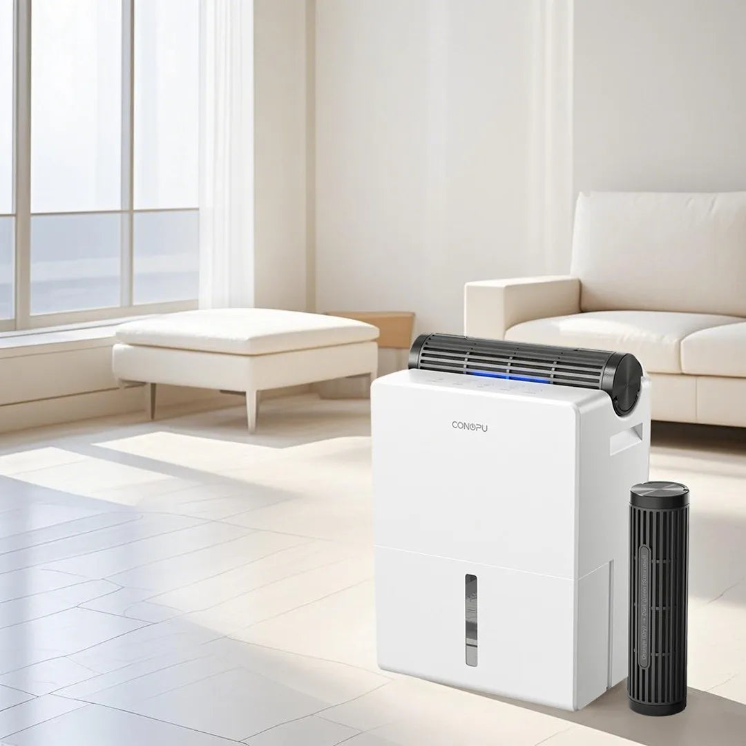 Dehumidifier 2000 ml for Bedroom, Double Hold Design, Drying Mode, Sleep Mode 30 dB, Intelligent Auto Defrost Function 24h Timer.