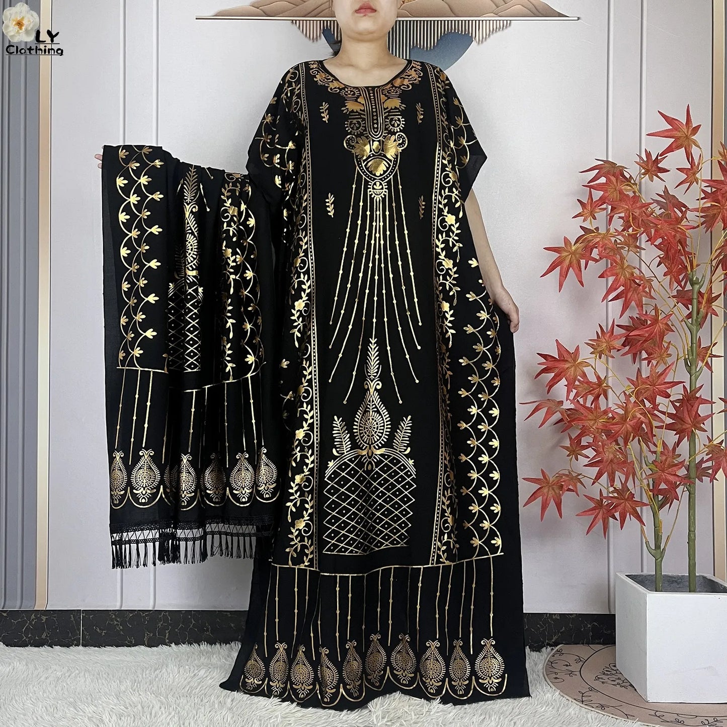 Neue Sommer Abaya für Frauen lässig Kurzarm weiches Baumwoll kleid Dubai Kaftan lose Dame Maxi Islam afrikanisches Kleid mit großem Schal