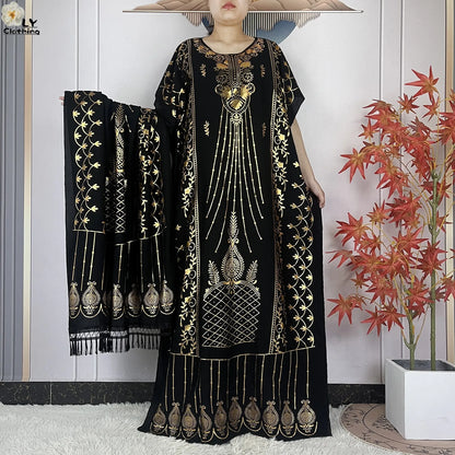 Neue Sommer Abaya für Frauen lässig Kurzarm weiches Baumwoll kleid Dubai Kaftan lose Dame Maxi Islam afrikanisches Kleid mit großem Schal