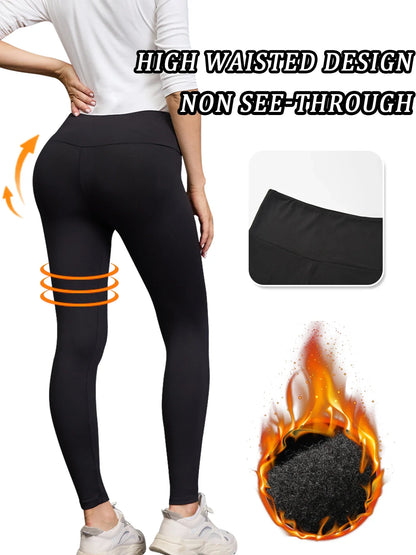 5 Pack Womens Thermal Fleece Lined High Waisted Leggings Workout Winter Warm Thick Tights Soft Yoga Pants.