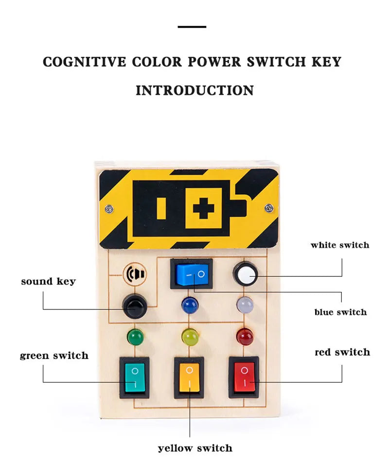 Montessori Busy Board Sensory Toys Wooden With LED Light Switch Control Board Travel Activities Children Games For 2-4 Years Old