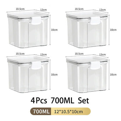 2/4Pcs Sealed Jars Set Grain Coffee Beans Sealed Container Plastic Kitchen Fresh-keeping Box Moisture-proof Storage Boxes Set