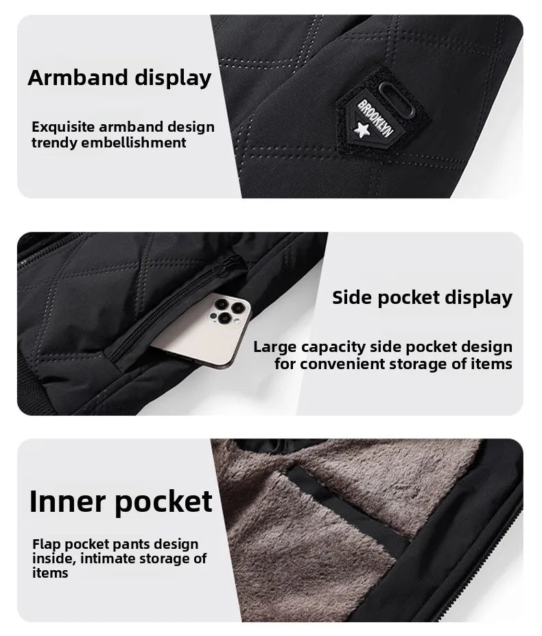 2025 Men's Warm Parker Coat Autumn/Winter Outdoor Sports Thick Anti Cold Cotton Jacket Stand up Collar Checkered Cotton Coat.