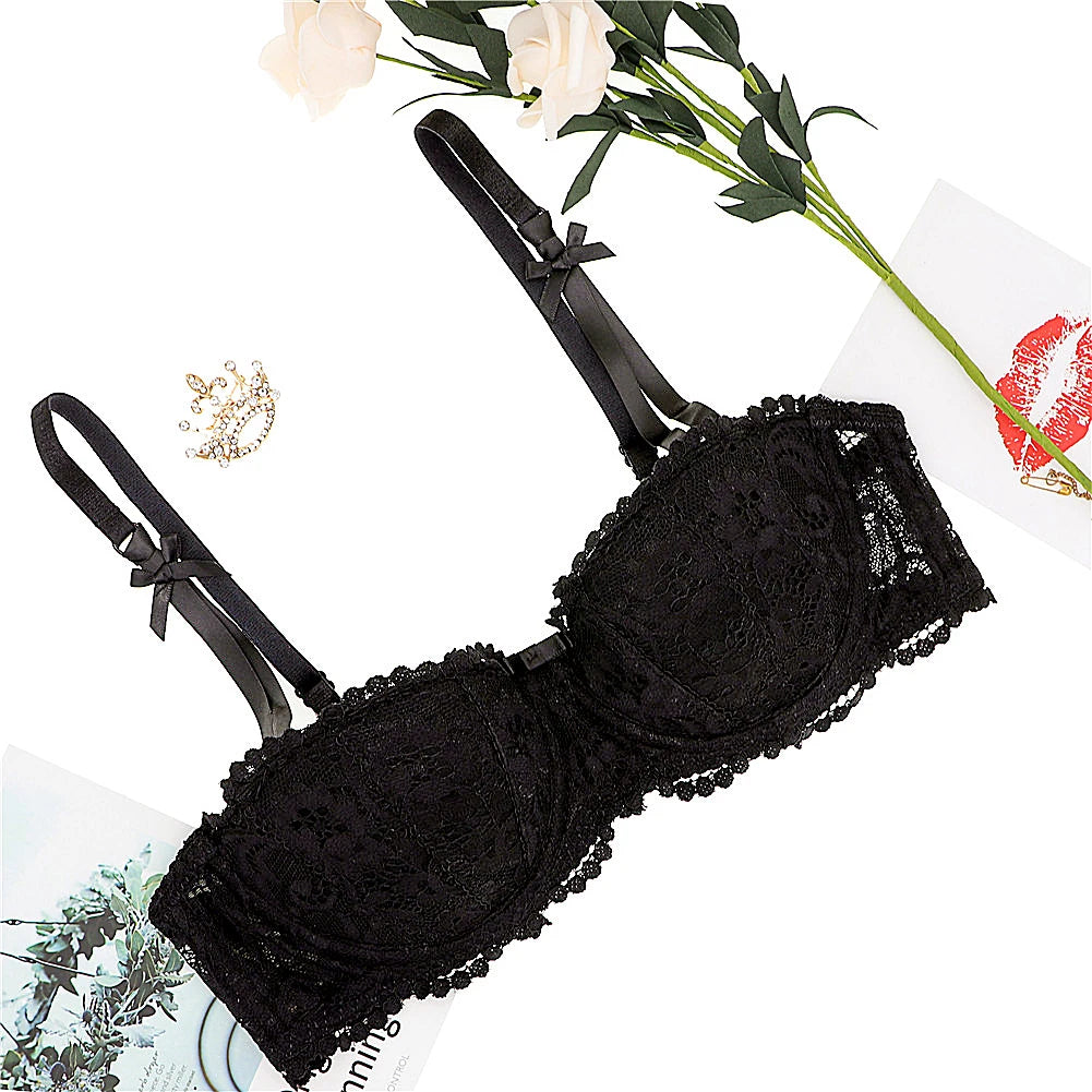 Christmas Red Demi Bra Set: Slimming Adjustable Push Up for Small Bust, Ultra Thin Lingerie Women | Xmas Gift 32AB-38AB 50% OFF.