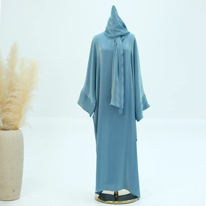 Two Piece Muslim Sets for Women Luxuru Dubai Hijab Abaya Dress Ramadan Saudi Arabia Modest Clothing Islamic Solid Church Outfits