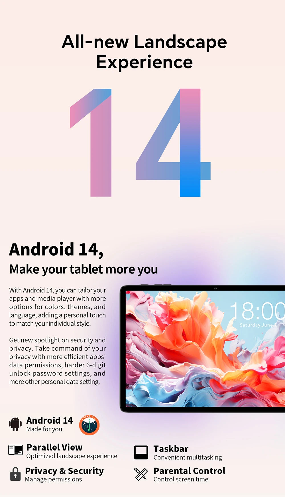 Teclast P30T Set 10.1" Tablet Android 14 T606 8-core Max 12GB RAM 128GB ROM 6000mAh Keyboard/Case/Mouse/Stylus/Headphone/Stand.