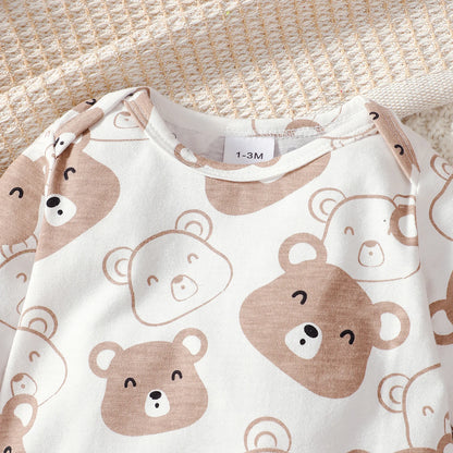 0-9 Months Baby Boy Set Little Bear Long Sleeve Bodysuit+Pants+Hat+Socks 4pcs/Set Baby Spring Autumn clothing Newborn set.