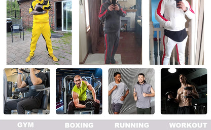 Männer 2 Stück Trainingsanzug Farbe Block Sweatsuit Streifen Casual Winter Langarm Warme Feuchtigkeit Wicking Atmungs Sportswear Anzug.