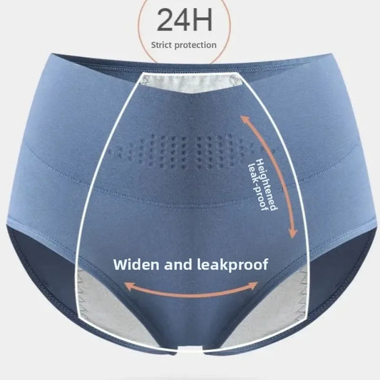 High Waist Menstrual Women's Panties Widen Period Pants Leak Proof Physiological Underwear Cotton Female Briefs Plus Sizes L-4XL.
