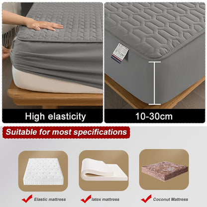 Waterproof Thicken bed Cover Solid color Mattress Protector Skin-Friendly Queen King Double Fitted Sheet Mat 90 140 180x200cm.