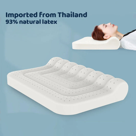 New Natural Latex Pillow with Organic Cotton Cover Standard Size Soft Pressure Relief Neck Pain Relief Bed Pillow for Side Queen.