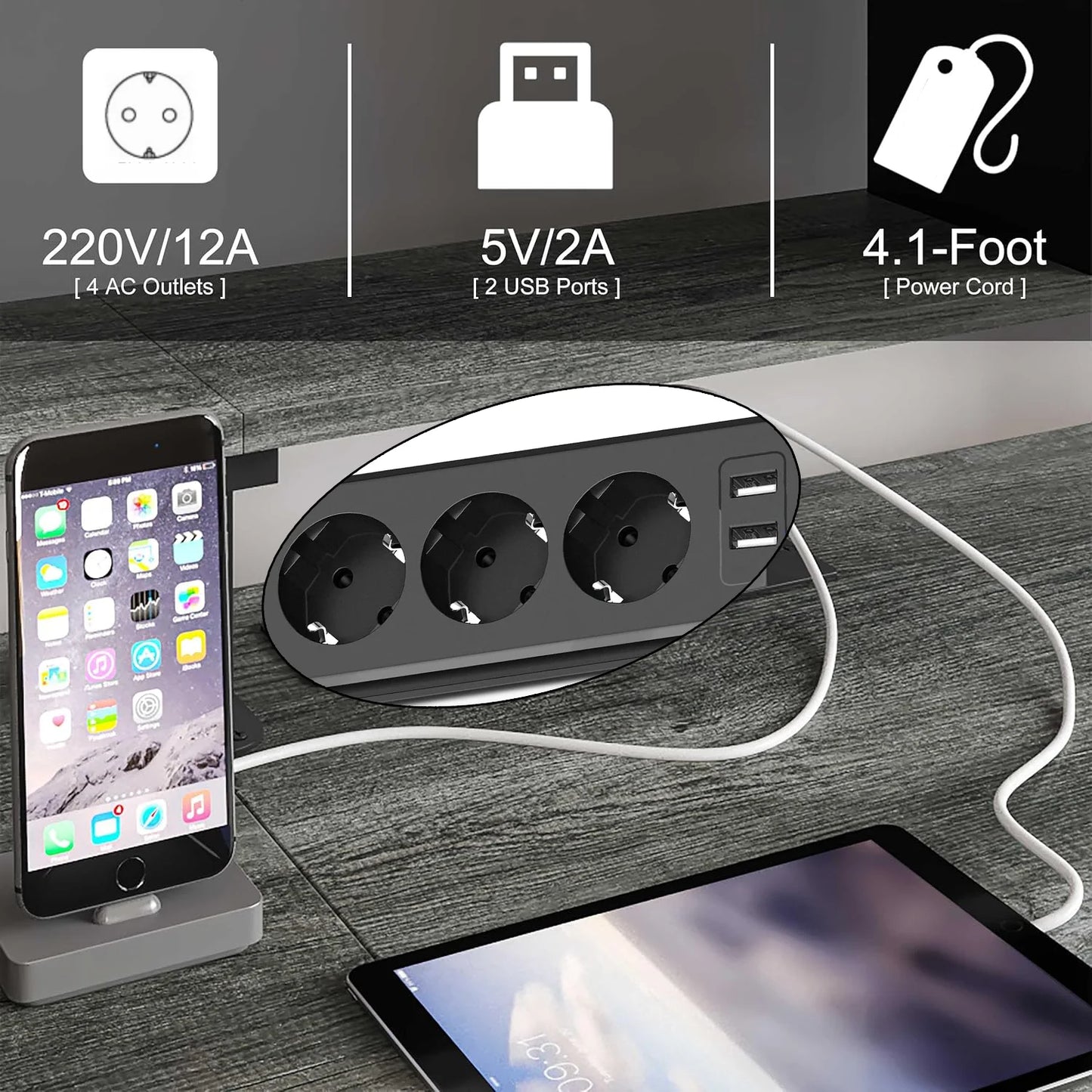 RGB Gaming-Schreibtisch L-Form/gerade umbaubar mit Monitoraufsatz, Steckdosenleiste & USB, Ablagen, Home-Office