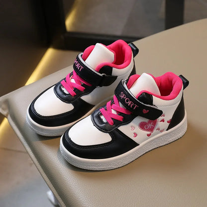 Children's Sports Shoes 2024 Spring and Autumn New Cute Girls' Sneakers Versatile Soft Breatheable Hook & Loop Fashion Kids Shoe.