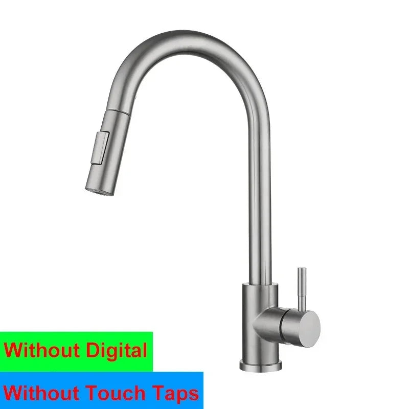 Brushed Gold Digital Kitchen Faucet Shenducs 304 Stainless Steel Hot Cold Kitchen Sink Mixer Tap Sensor Touch on Kitchen Faucet