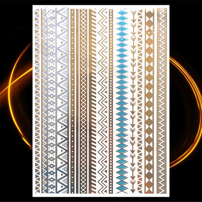 1PC Summer Style Men Women Body Art Gold Metallic Tattoo Sticker HYS-101 Chain Bracelet Fake Jewelry Waterproof Temporary Tattoo.