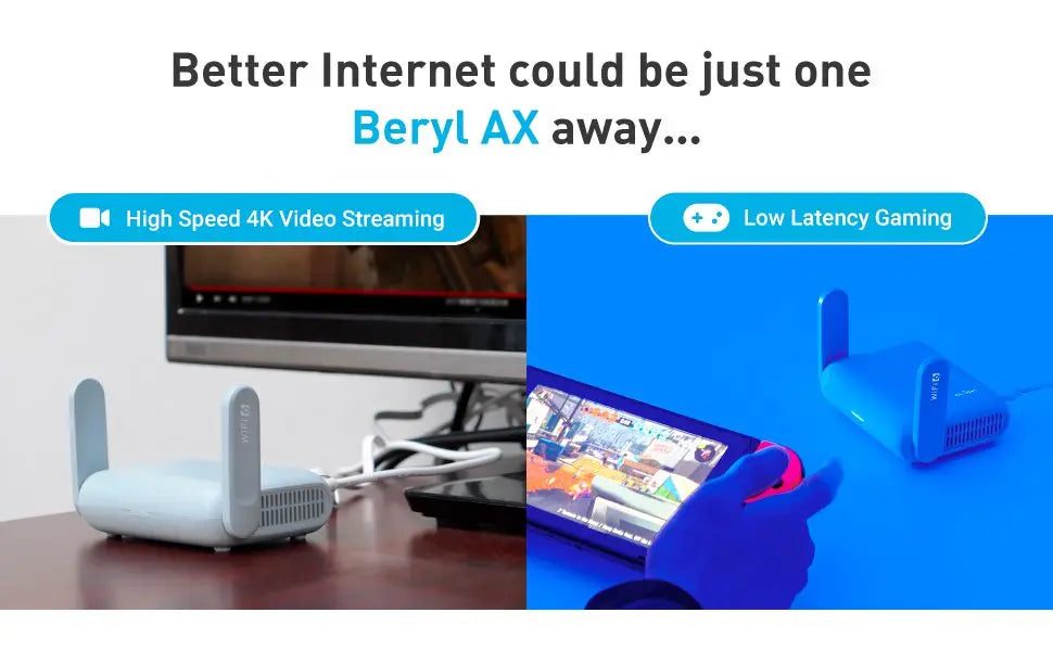 GL.iNet GL-MT3000 (Beryl AX) Wi-Fi 6 Wireless Travel Gigabit Router, Connect Public & Hotel Wi-Fi, Captive Portal, Cybersecurity.