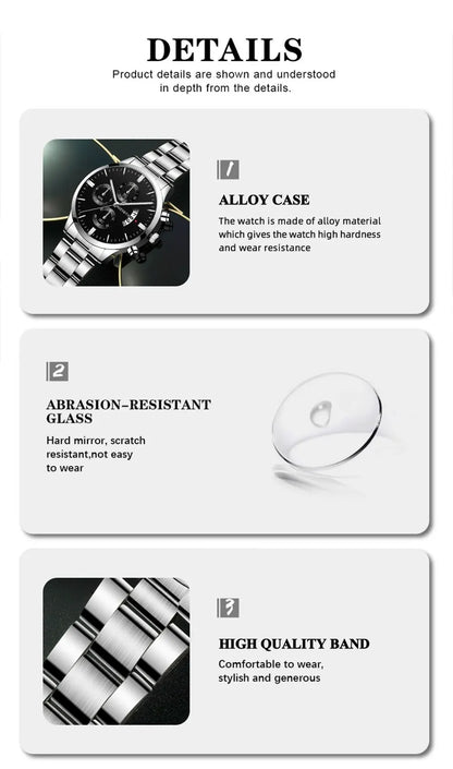Fashion Men Watch Luxury Calendar Quartz Wrist Watch Business Watches Man Clock Male Bracelet Wristwatch.