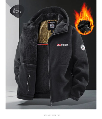 Maxbarley Brand Winter Fleece Jacket Men Casual Thickened Wool Coat Athleisure Design Warm Fashion Hooded Jackets Snow Ski Suit.