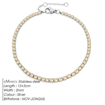 eManco Stainless Steel Gold Plated Sparkling Bracelet High Quality White Zirconia Single Row Simple Accessory For Girls