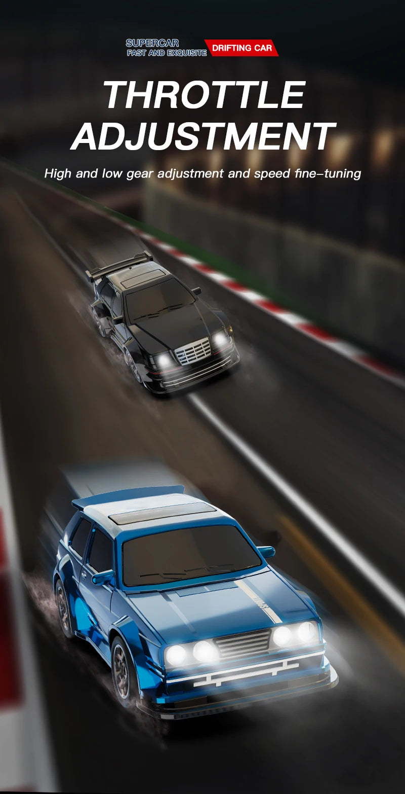 KF30 1:43 4WD Drift Racing Car With Gyroscope Speed Adjustment Real Lighting Control and Damping High Speed RC Cars For Kids Toy.