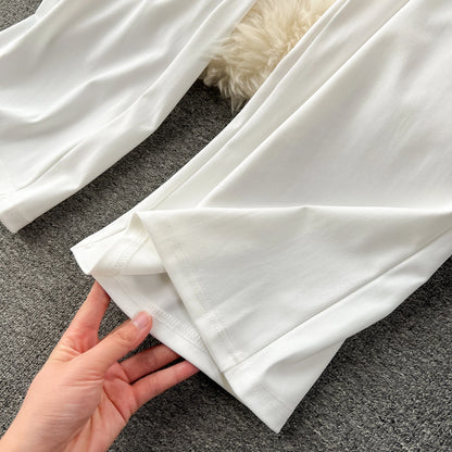 Light Luxury Elegant Women White Backless Jumpsuits Temperament O-neck Puff Long Sleeve Embroidery Female Playsuits.