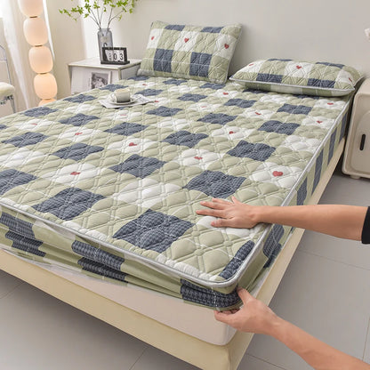 Thicken Mattress Cover for Home funda de colchón 100% Cotton Fitted Bedsheet King Size Floral Bed Covers 150x200(no pillowcase)