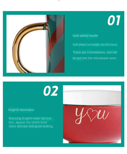 1pc Merry Christmas Ceramic Dinner Dish Plate Set Mug Dessert Cake Pastry Fruit Serving Plate Decorative Tableware