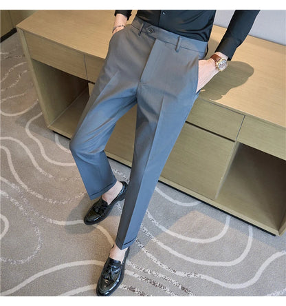 Men Suit Pants 2025 Elastic Slim Fit Formal Dress Pants Solid Casual White Trousers Pantalon Homme Wedding Party Men Clothing
