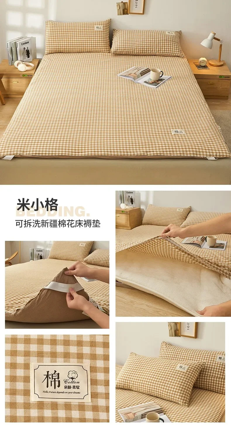 2024 removable and washable Xinjiang cotton mattress mattress fish scale net thickened winter quilt student dormitory mattress