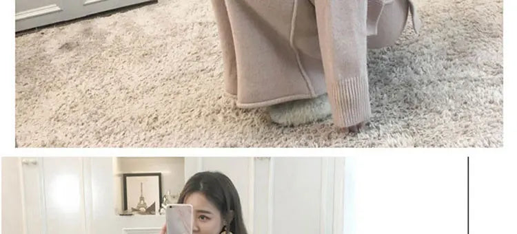 Loribindwood Gestrickte Pullover Breite Bein Hosen Anzug für Frauen Herbst/winter 2022, Neue Koreanische Lose Mode Zwei-stück Set