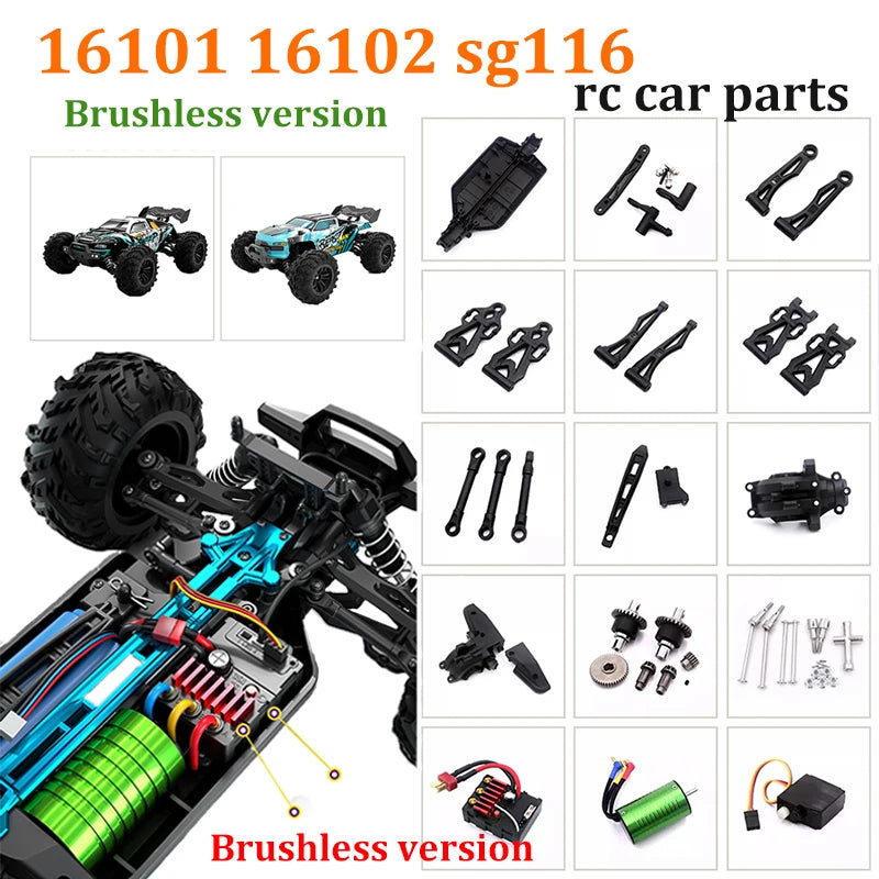 For SCY 16101 PRO 16102 PRO SG116 MAX RC Car Original Parts Drive Shaft Gear Swing Arm Steering Cup Remote Control Tire Motor.