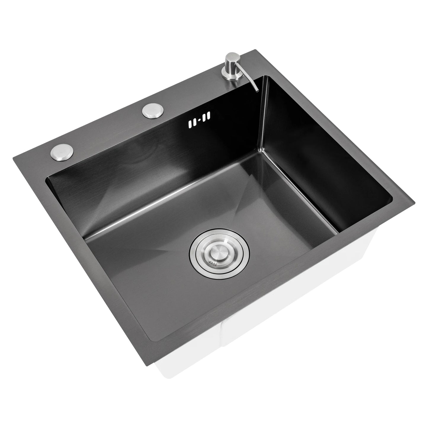 Küchenspüle, Edelstahlspüle, schwarze Edelstahlspüle, schnelle Entwässerung, gute Abdichtung, X-förmige Wassergeleitungsleitung