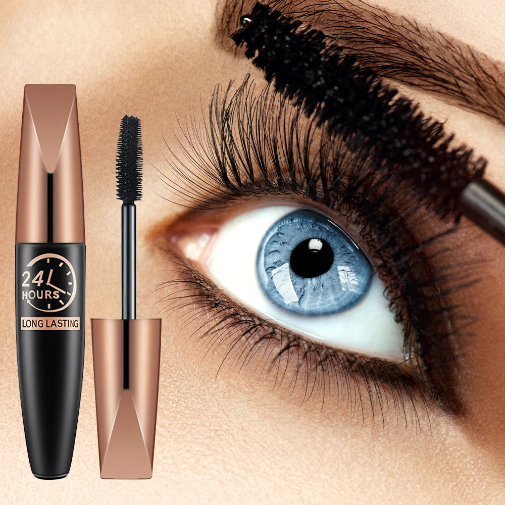 Silk Fiber Black Mascara Makeup Waterproof Lasting Lengthens Eyelashes Extension Non-smudge Anti-sweat Mascara Makeup Cosmetics.