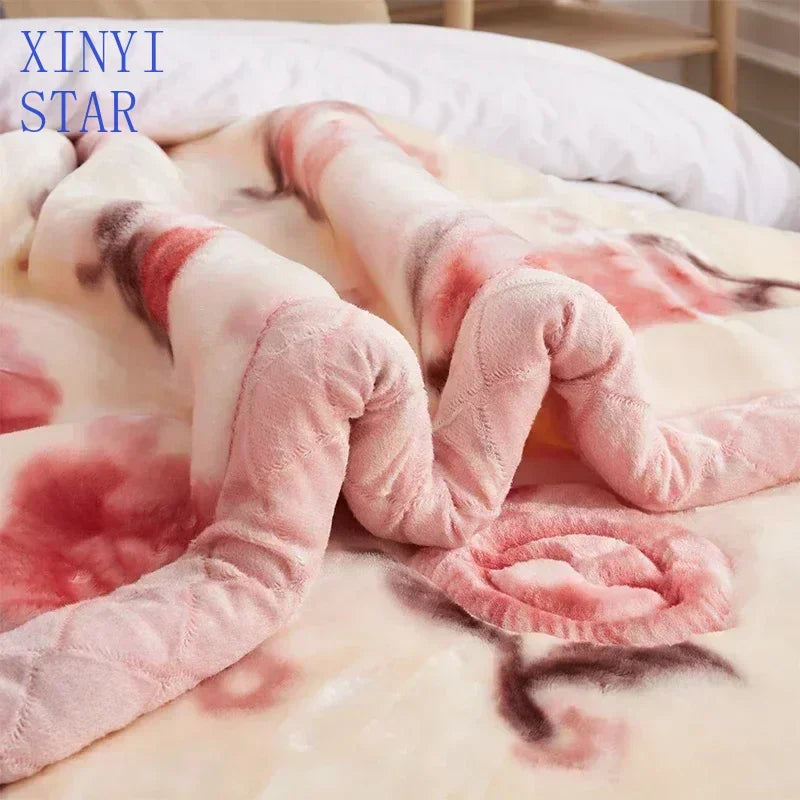 New Warm Weighted Blankets for Beds High End Thicken Warmth Raschel Blanket for Winter Autumn Double Side Plush Comforter Quilt.