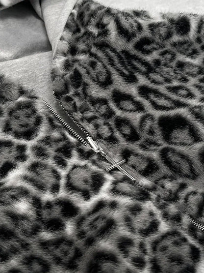 Europe, America, autumn and winter, the new hoodie with leopard print on both sides is fashionable and personalized..