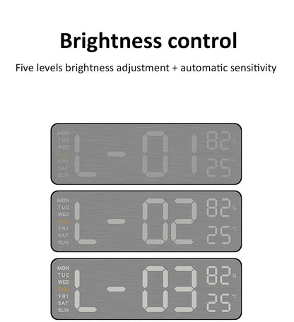 Wanduhr mit Spiegel-Bürsten-Finish, Premium-Gefühl, geräuschlos, Wanduhr, Tischwecker, Temperaturanzeige, Schlafzimmer, Büro, Wohnzimmer, Dekoration