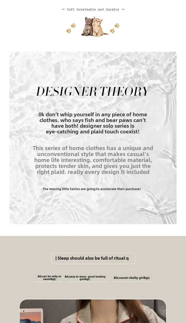 2 Teile/satz frauen Langarm Lose Atmungs Student Nachtwäsche Loungewear Strickjacke Grau Gestreiften Mädchen Mode Pyjamas Homewear.