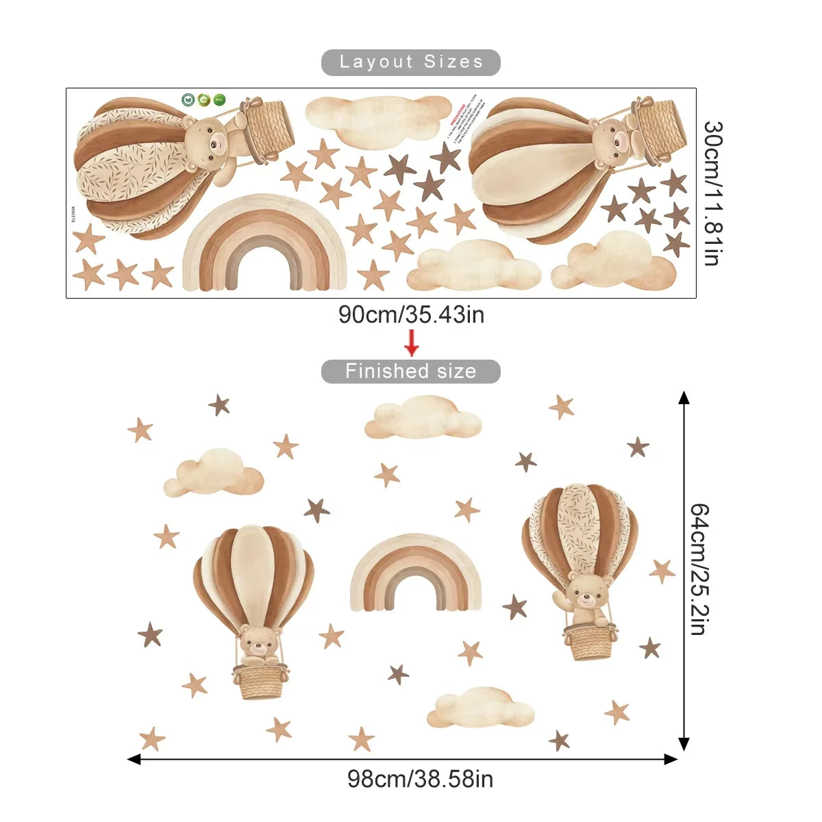 Cartoon Hot Air Balloon Animals Bear Rabbits Wall Stickers for Child Room Boy Room Decoration Nursery Baby Room Decoration Decal